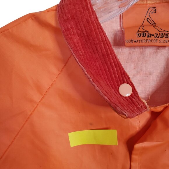 Dur-Abel Size XXL Jacket Waterproof Snap Front Orange Safety Corduroy Collar - Picture 12 of 14